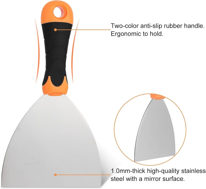 WEGAZ 2-Piece Spackle Knife Set：4"，and 6" Professional Putty Knives - Paint Scraper and Drywall Tools for Wall Repair- - Image 4